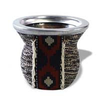 Mate Trinkgefäss aus Glas - Grau / Rot