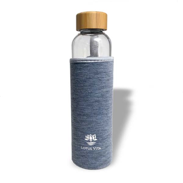 Glasflasche mit Teesieb aus Edelstahl - 550ml  - Grau