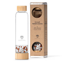 Glastrinkflasche mit Kristallsteinen – Roter Jaspis, Milchopal