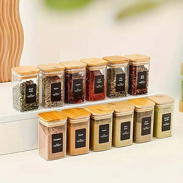 Glasbehälter mit Holzdeckeln | Set a 12 Stück