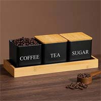 Aufbewahrungsbüchsen für Tee, Kaffee, Zucker | Schwarz